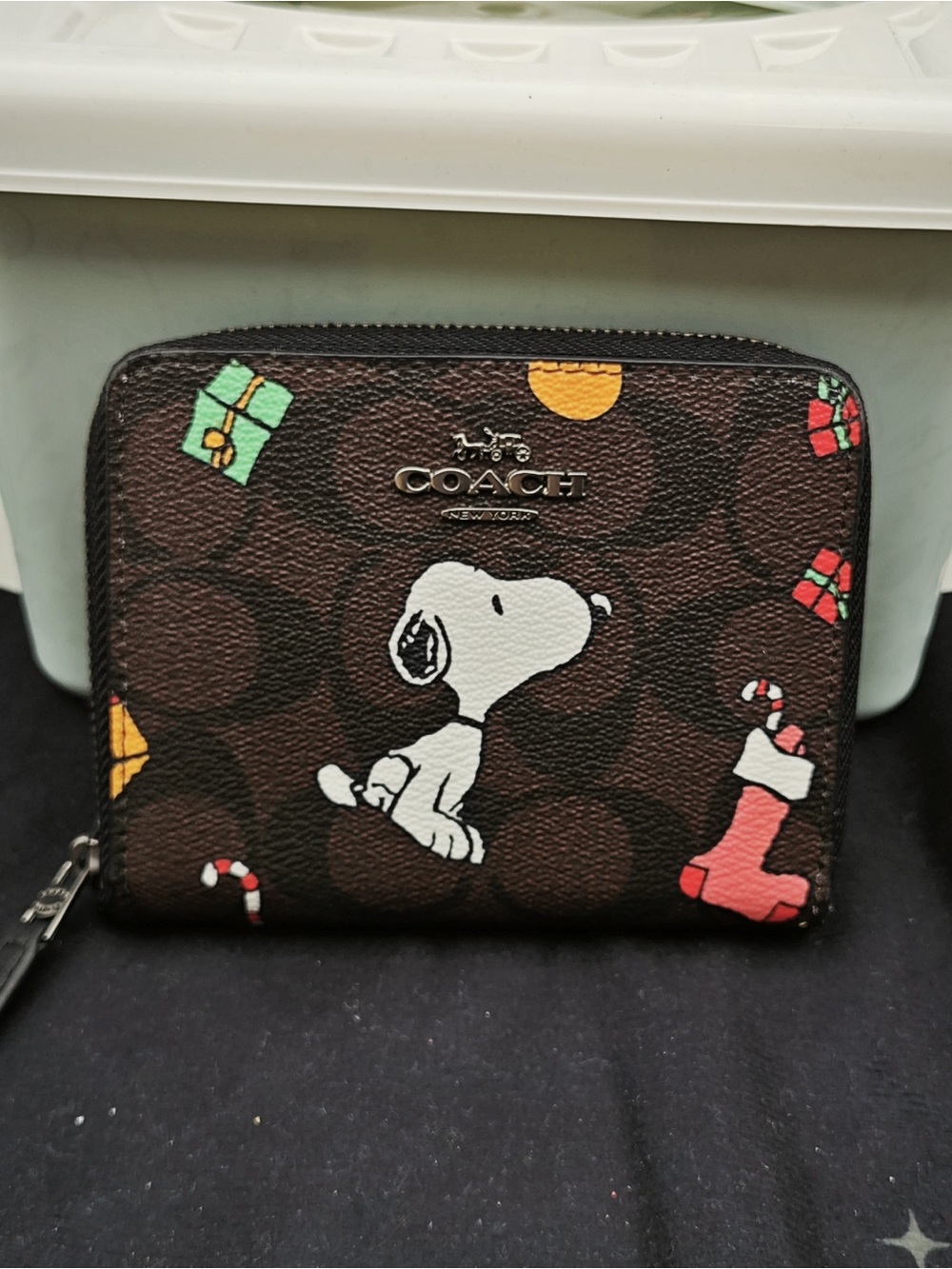 COACH Brown Snoopy Zip Wallet